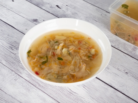 Щи из свежей капусты с курой и сметаной Щи из свежей капусты с курой и сметаной