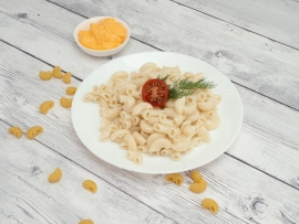 Рожки отварные с сырным соусом